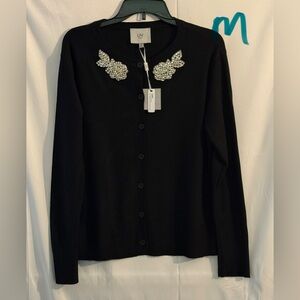 LIV Women's Black Cardigan with Embellished Details